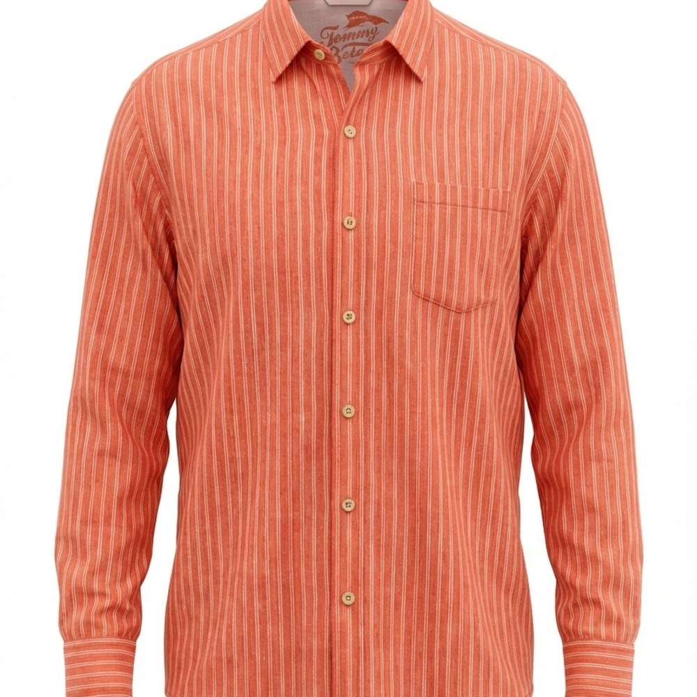 Tommy Bahama Men's Orange Striped Button-Down Shirt